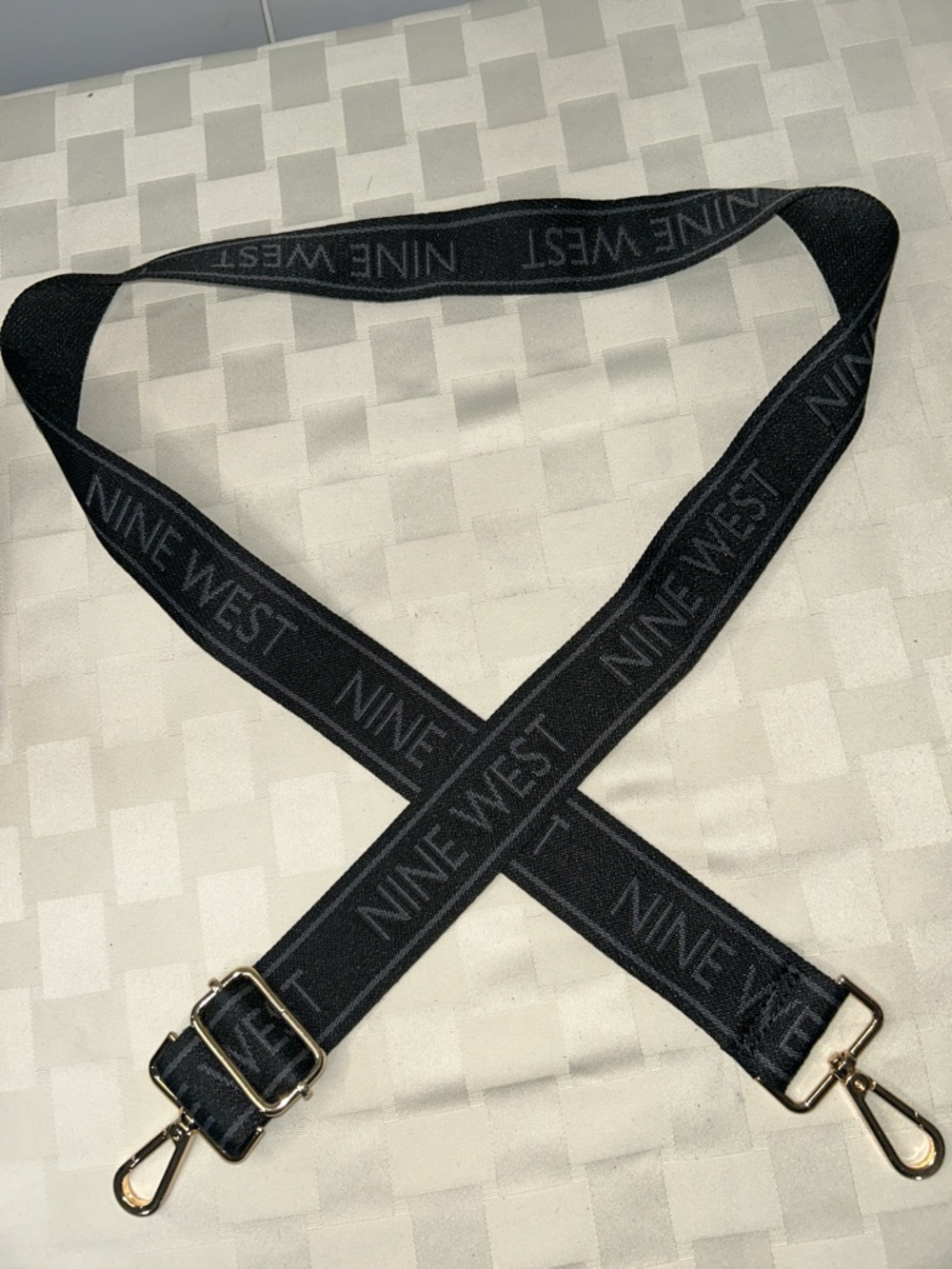 Nine West Black Logo Adjustable Crossbody Strap with Gold Hardware